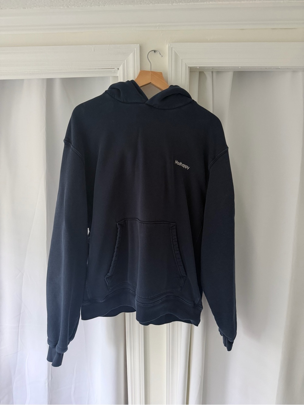 Madhappy Navy Pullover Hoodie with Contrast Stitch
